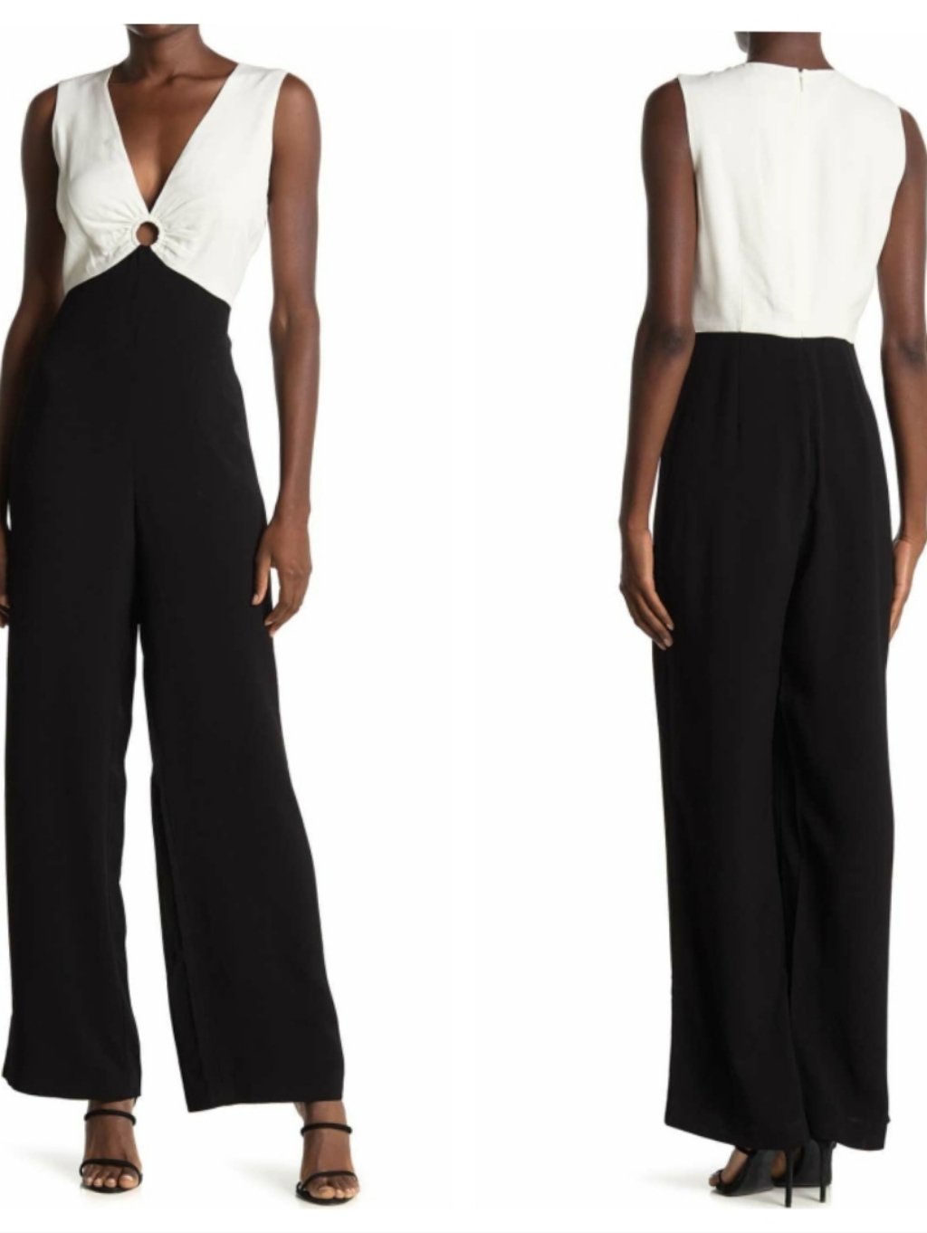 Ted Baker Black Ivory Mitilda Colorblock Wide-Leg Jumpsuit Xs Party 80s C1909
